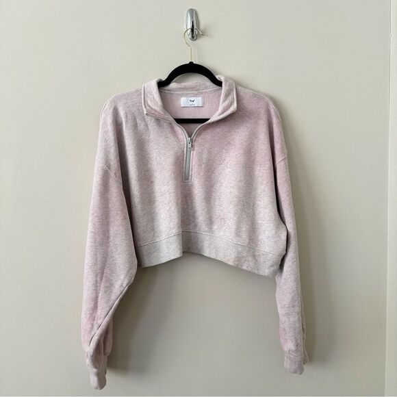 Aritzia-Tna Cropped Tie Dye 1/4 Zip Pullover (Size:Large) - Picture 1 of 12